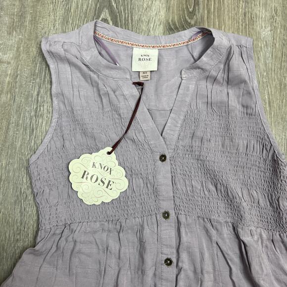 Knox Rose Women's Sleeveless Purple Smocked Button-Front Top - XS - NWT - Picture 3 of 7